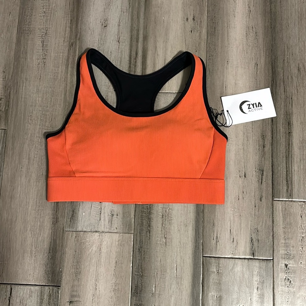 Zyia Burnt Orange Ribbed Premium Adjustable Bra NWT